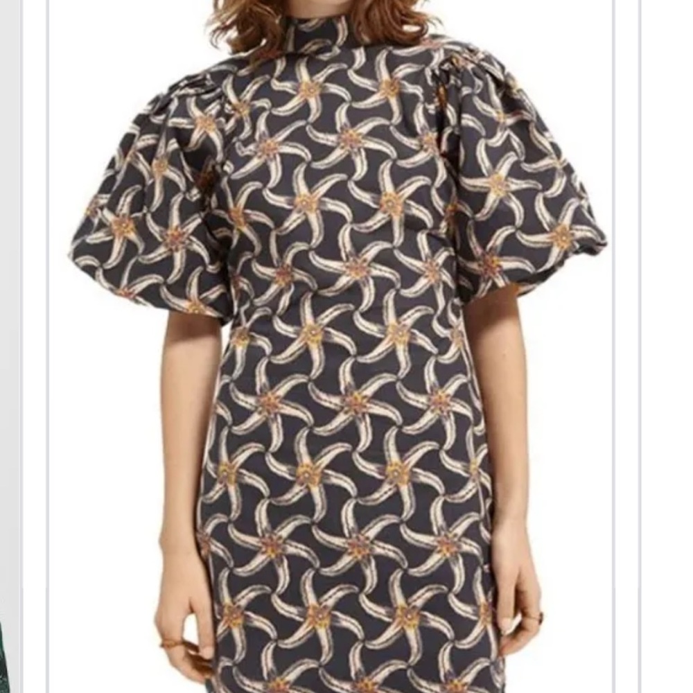 Scotch & Soda geometric floral cotton print mini dress size Large